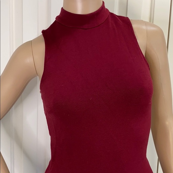 Sole Mio M bodycon sleeveless maroon dress - Picture 3 of 8